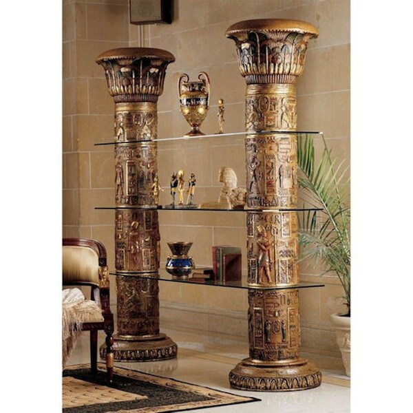 Display Shelves Columns Pedestals Egyptian painted hieroglyphics Statuary